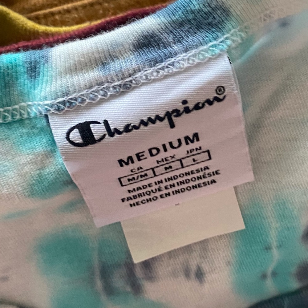 CHAMPION Short Sleeve Cinch Crop‎ Top Tie Dye Casual Hippie Skater Gym - Picture 3 of 3